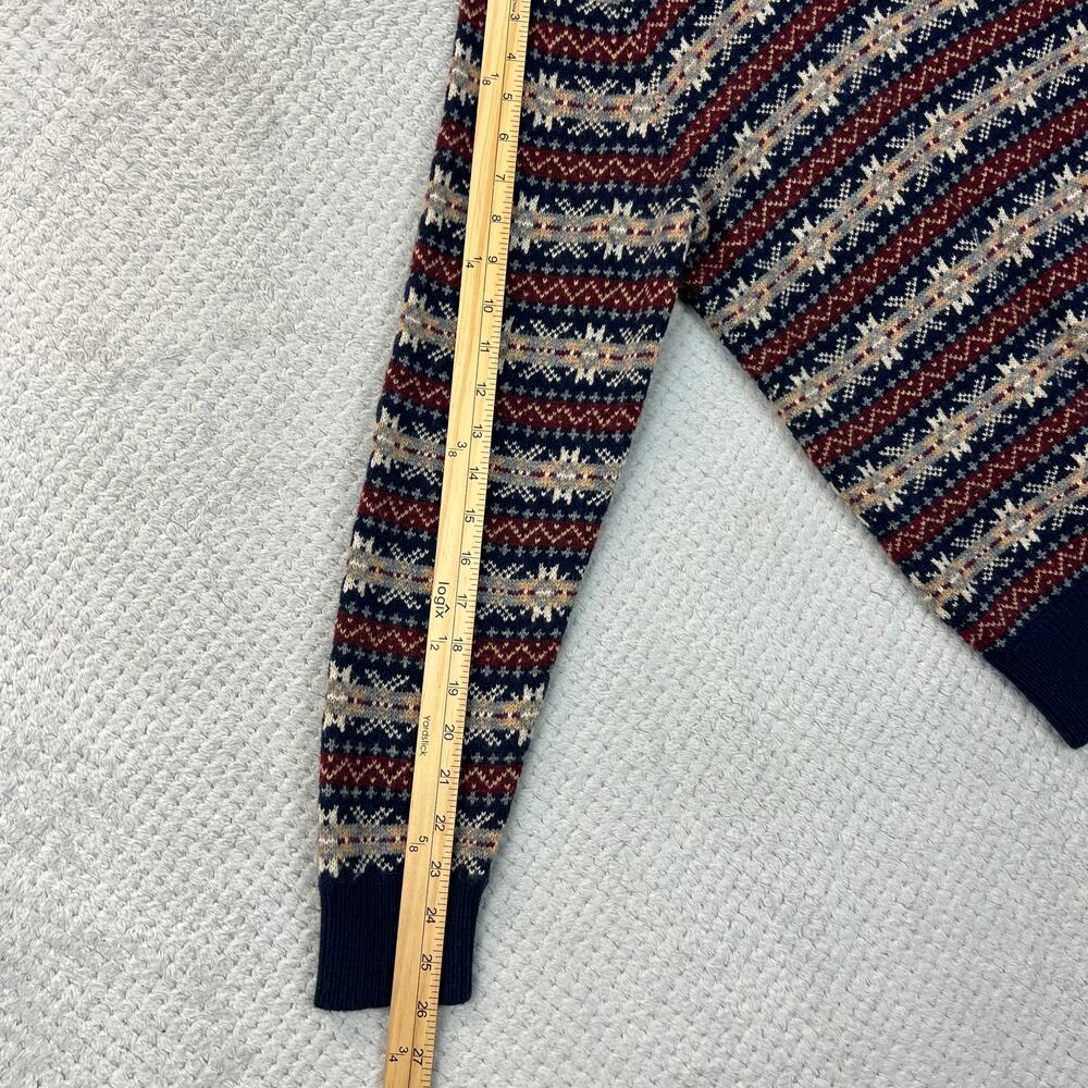 J Crew Mens Knit Crewneck Sweater Fair Isle Lambswool Blend Med Weight Sz Medium - Picture 13 of 14